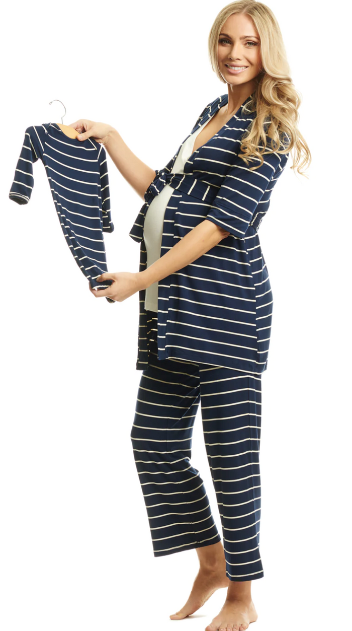 Everly Grey | 5-Piece Pajamas | Navy Stripe