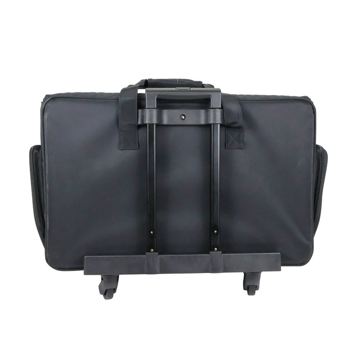 Everything Mary XXL 4 Wheel Collapsible Rolling Sewing Machine Storage Case, Black Quilted