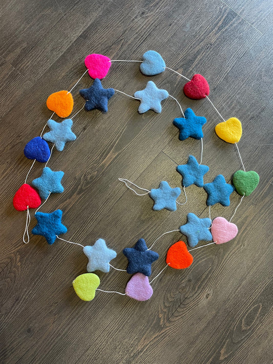Felted Blue Star Garland