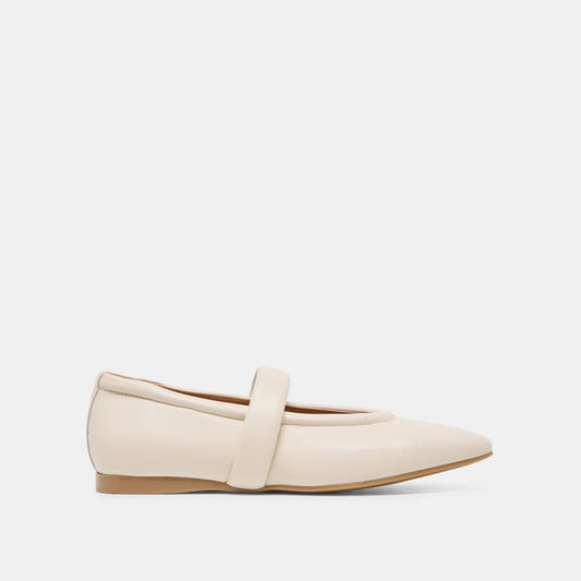 FERA Off White Leather Mary-Jane Pointed-Toe Ballet Flats | Dolce Vita