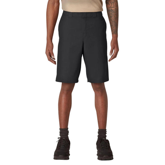 Dickies FLEX cooling active waist regular fit 11 inch shorts in black, front view