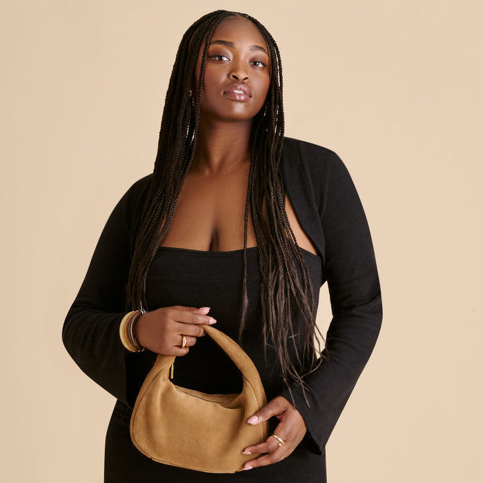 FRANKIE HANDBAG BROWN SUEDE