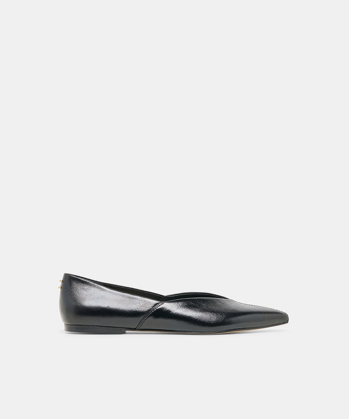 Gema Black Leather Flats | Dolce Vita