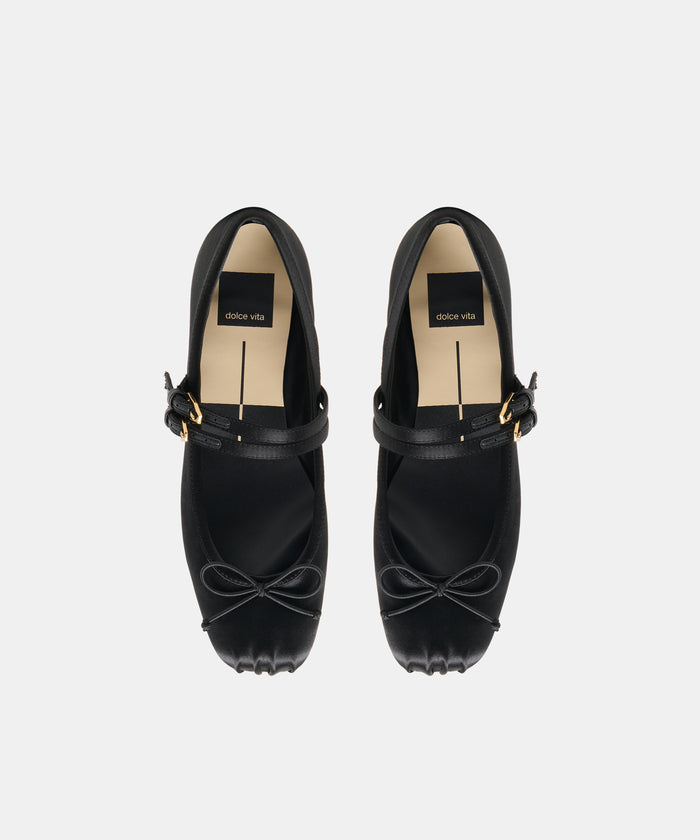 GIBSEN BALLET FLATS ONYX SATIN
