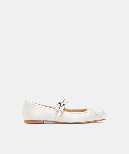 Gibsen True White Satin Ballet Flats | Dolce Vita