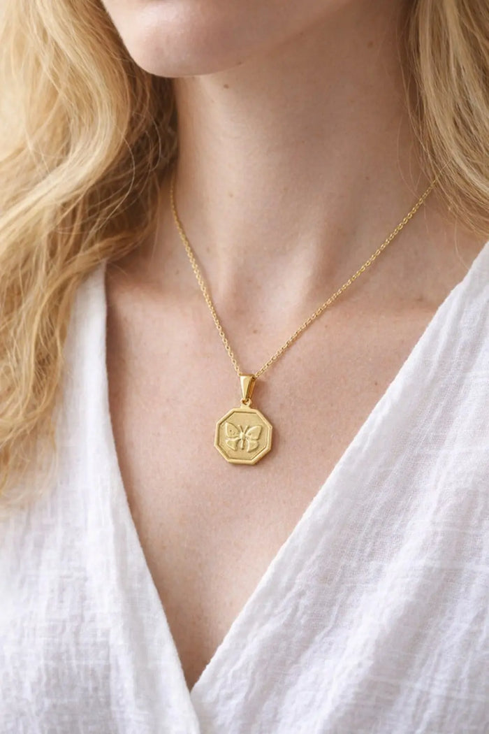 Gold Plated Roman Coin Pendant sku-7-L07 六边蝴蝶 model image