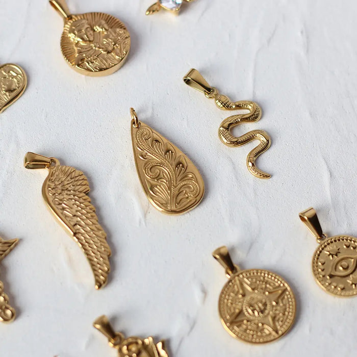 Gold Plated Roman Coin Portrait Pendant, Antique Style Charm, No Chain Crushes.