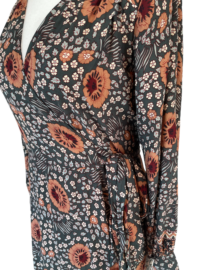 Green flower dress - S