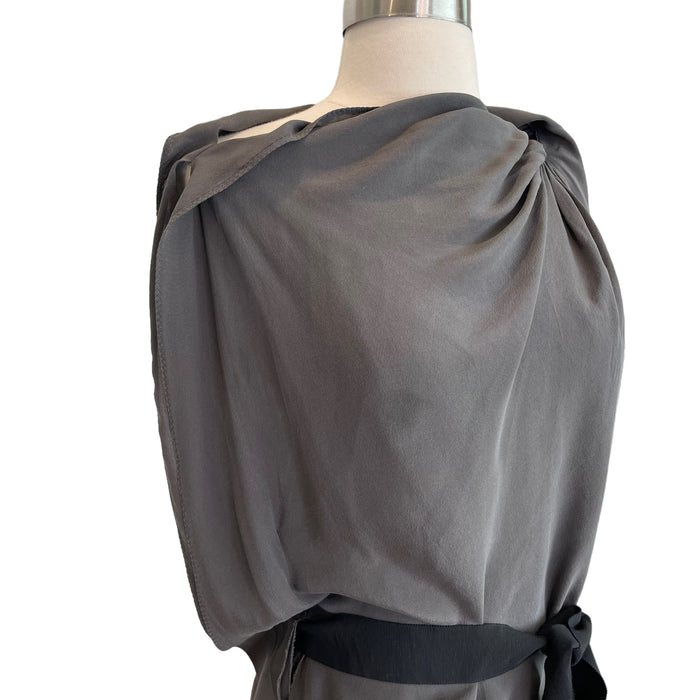 Grey Draped Dress - M