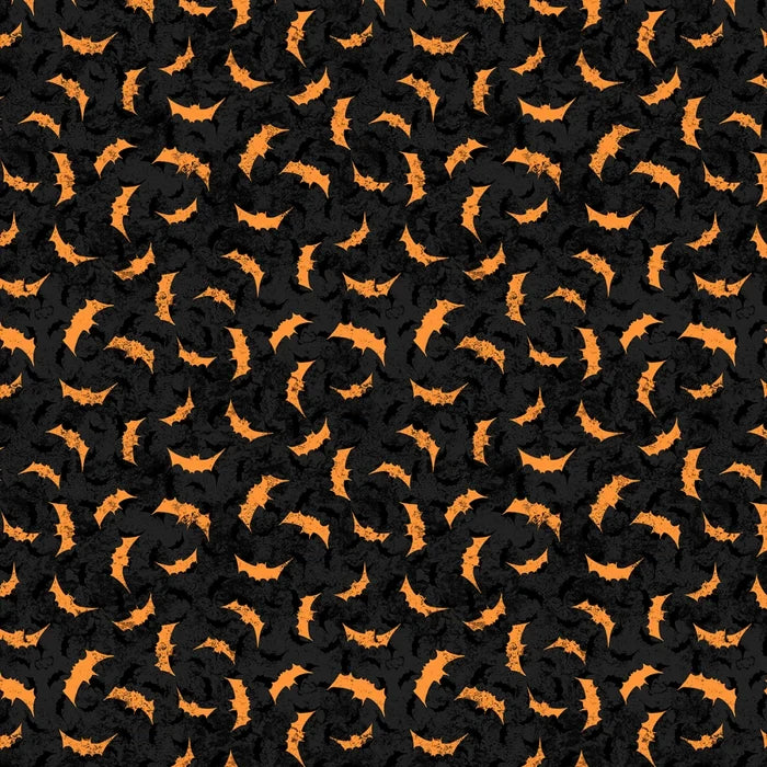 Halloween Orange Bats on Black