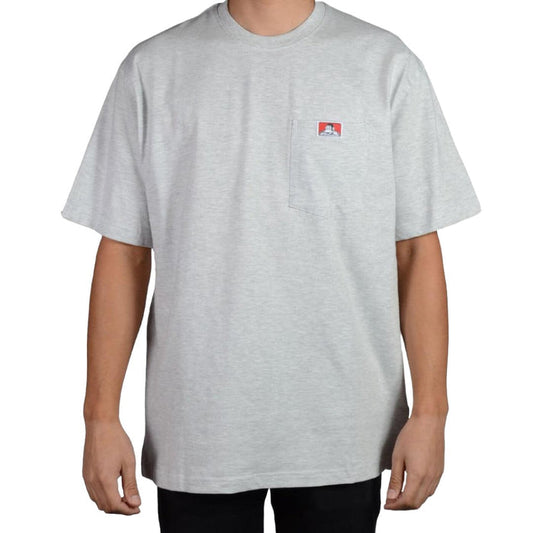 Ben Davis heavy duty short sleeve pocket t-shirt in ash grey, heavyweight cotton, big and tall