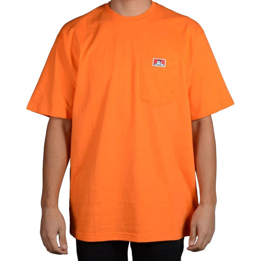 Ben Davis heavy duty high visibility short sleeve pocket t-shirt in orange, big and tall