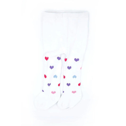 Infant Toddler 2 Pack White & Colorful Heart Cotton Tights Pantsnsox