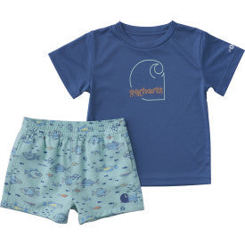 Carhartt infant and toddler boys Force Sun Defender short-sleeve shirt and printed short set in yucca