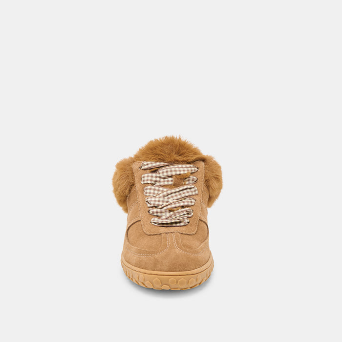 IZZEY PLUSH SNEAKERS LT BROWN SUEDE