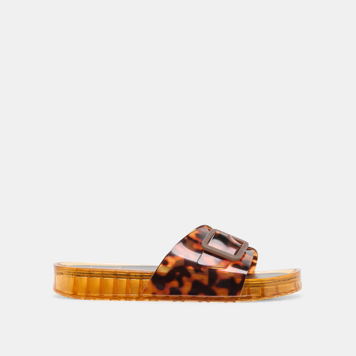 JULEAN Tortoise Vinyl Slip-on Jelly Platform Sandals | Dolce Vita