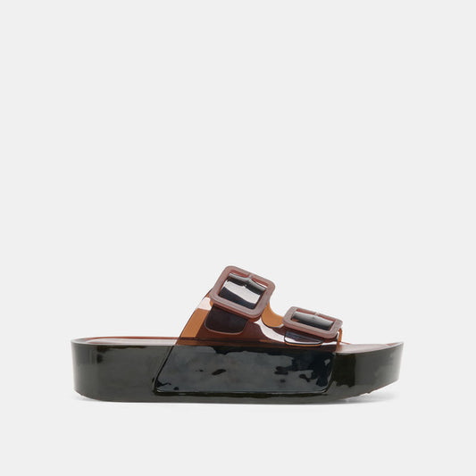 JULIO X Chocolate Vinyl Jelly Platform Sandals | Dolce Vita