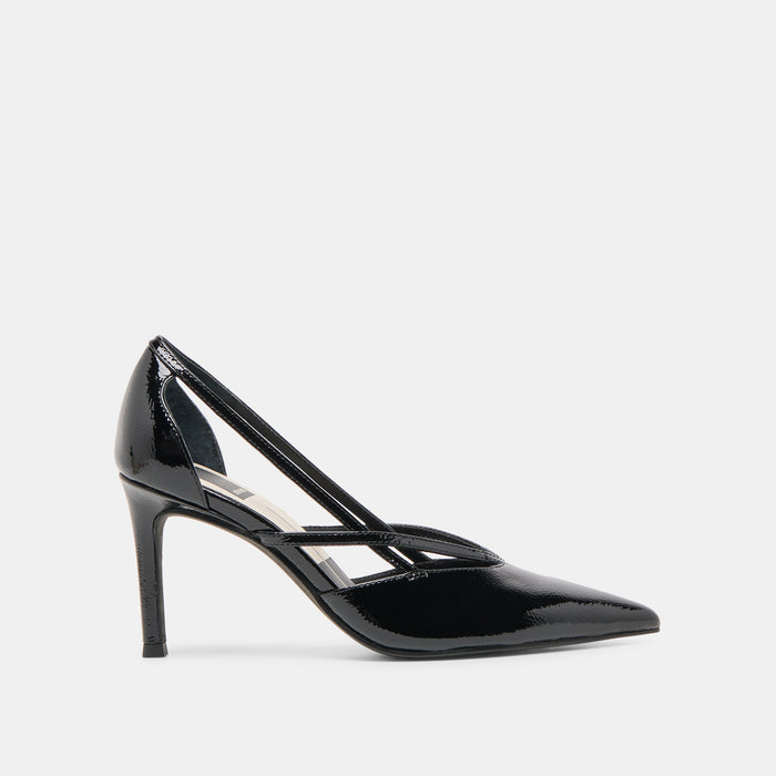 Kaine Midnight Crinkle Patent Leather Heels | Dolce Vita