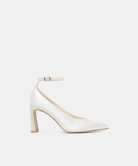 KARSIN True White Satin Bridal Closed-Toe Heels | Dolce Vita