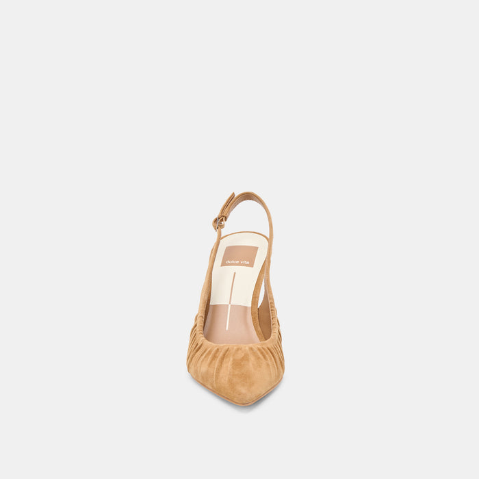 KEIRA HEELS LT BROWN SUEDE