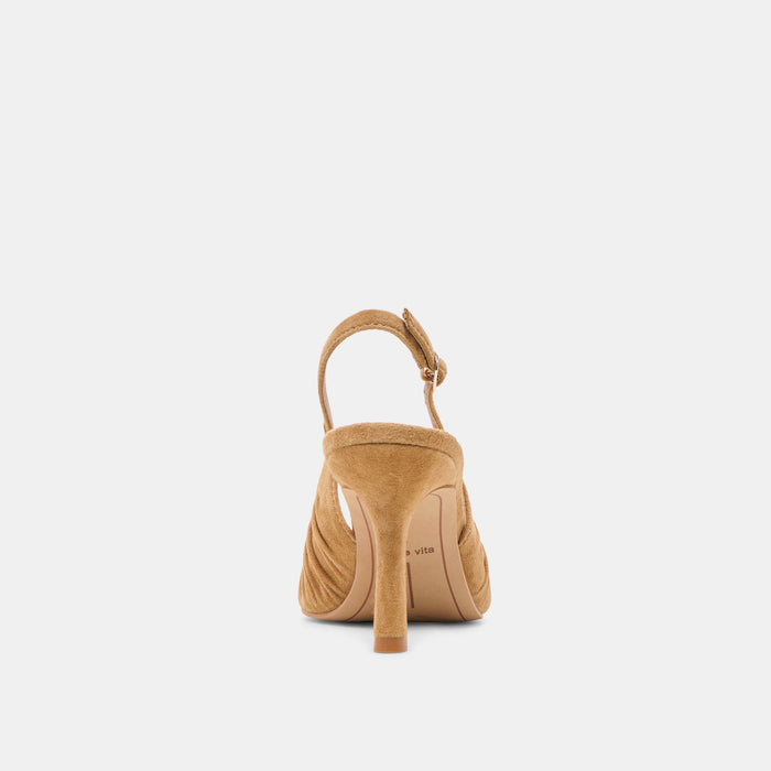 KEIRA HEELS LT BROWN SUEDE