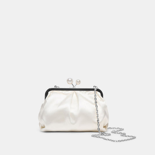 Kendall White Satin Clutch | Dolce Vita