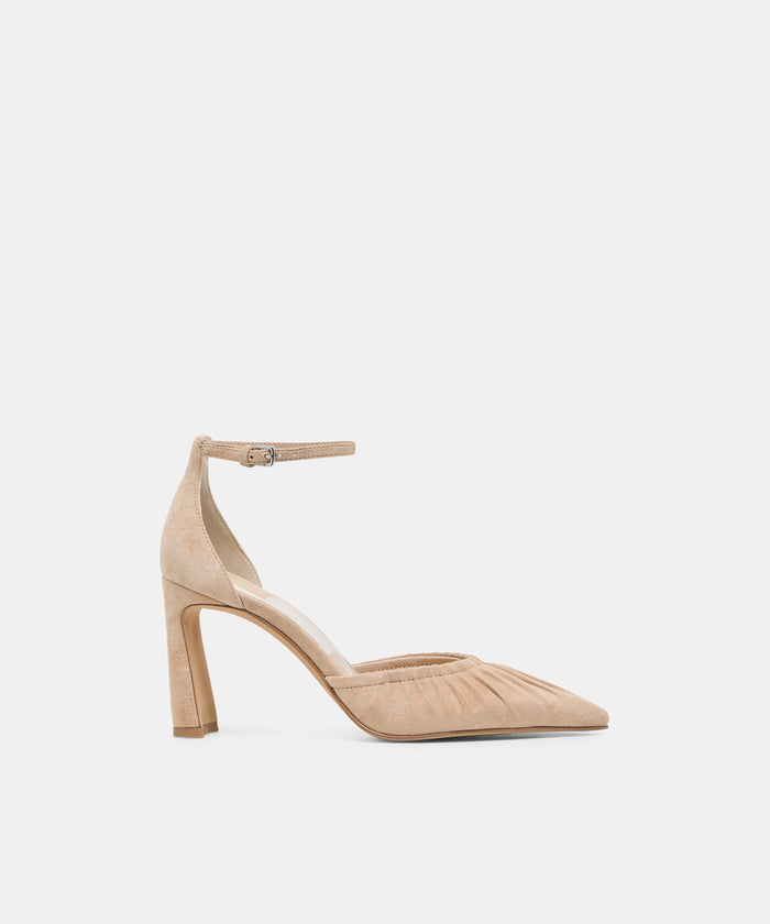 KYLO Camel Suede Closed-Toe Heels | Dolce Vita