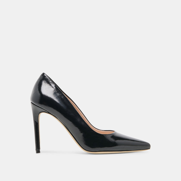 LANKY Black Leather Closed-Toe Pump Stiletto Heels | Dolce Vita
