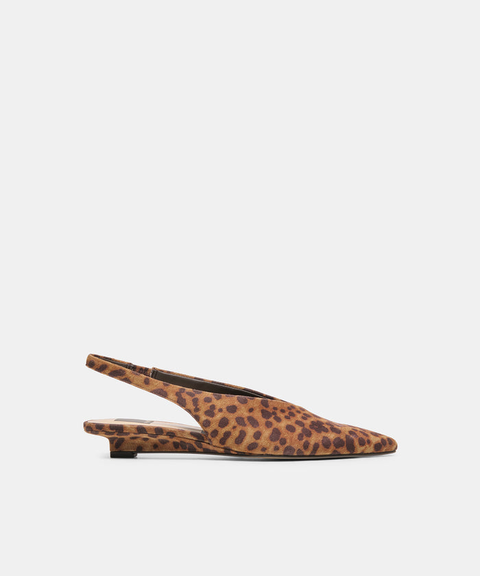 LEEROY Dk Leopard Printed Suede Pointed-Toe Slingback Heels | Dolce Vita