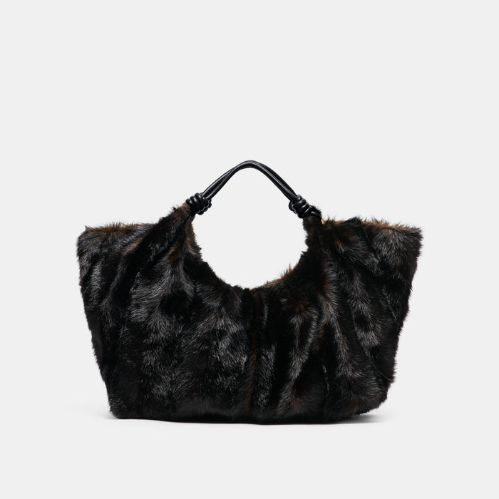 LILEE Espresso Faux Fur Tote Bag | Dolce Vita
