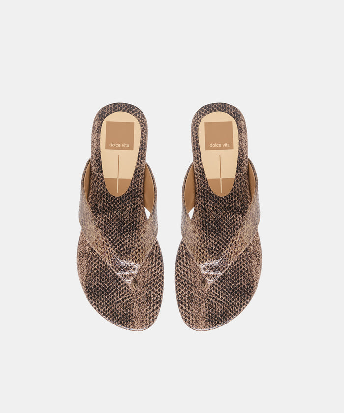 LINNET SANDALS SNAKE TAN EMBOSSED LEATHER