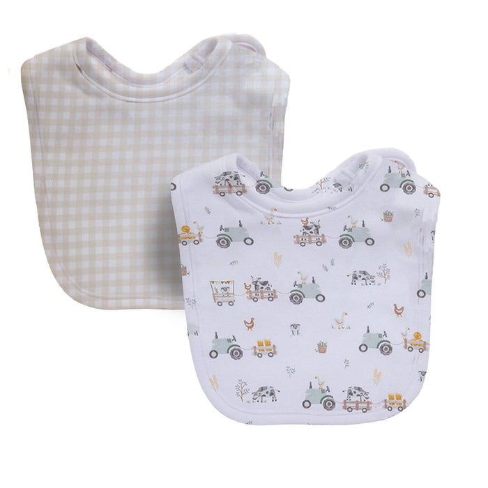Living Textiles | 2PK Cotton Baby Bib - Tractor Ride