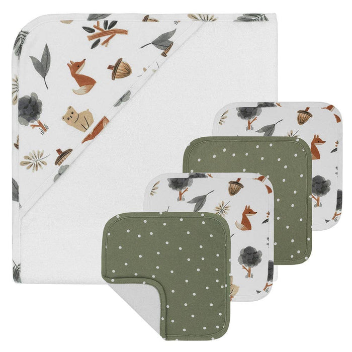 Living Textiles | 5pc 100% Cotton Bath Gift Set | Forest Retreat
