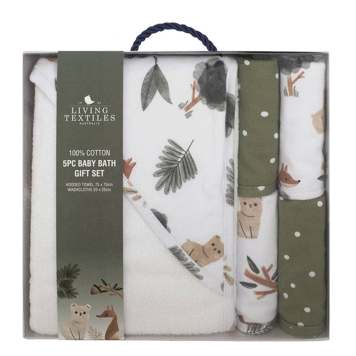 Living Textiles | 5pc 100% Cotton Bath Gift Set | Forest Retreat