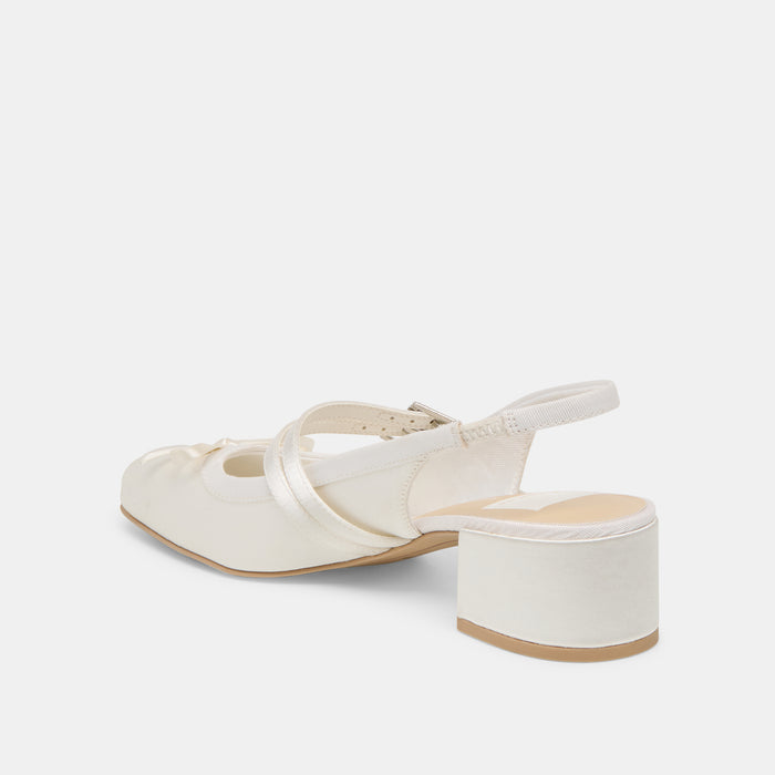 LORIS HEELS TRUE WHITE SATIN