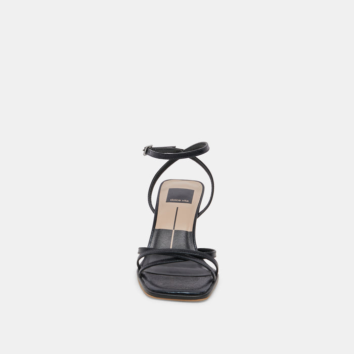 MANJI WIDE HEELS MIDNIGHT PATENT LEATHER
