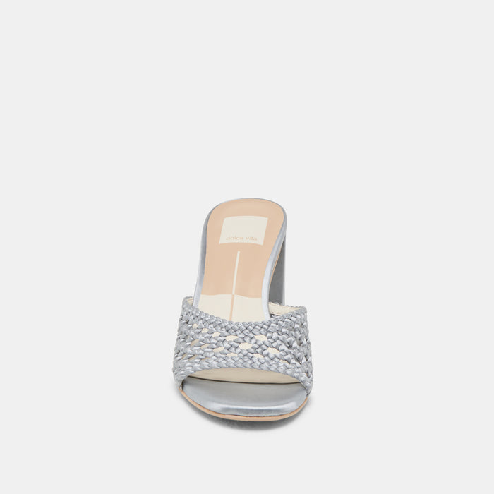 MARGOE HEELS LIGHT BLUE WOVEN SATIN
