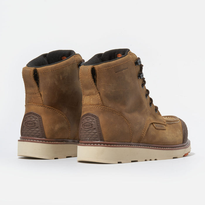 Pair of BRUNT Marin 6-inch BRUNT Toe waterproof composite toe work boots in brown leather