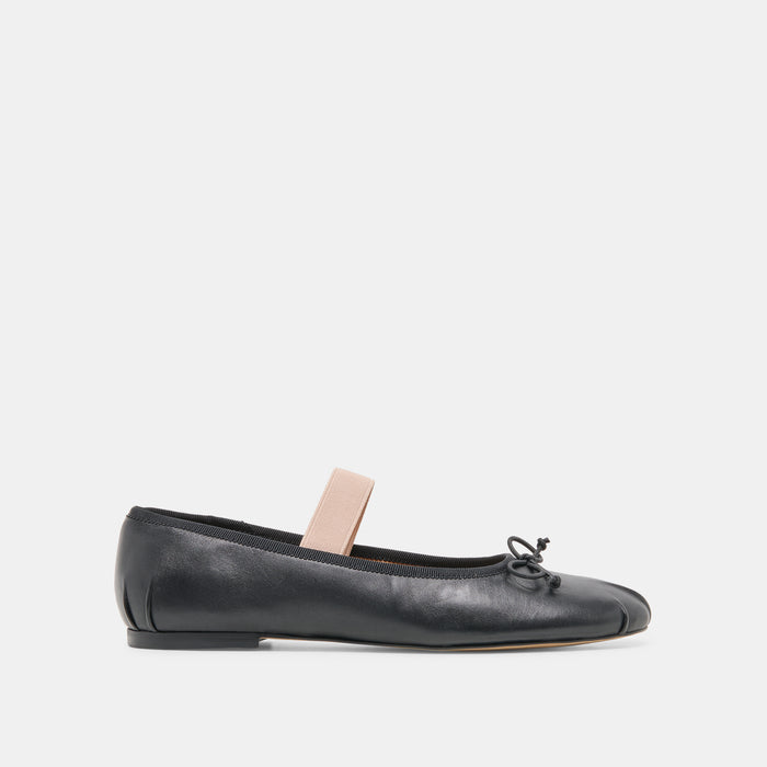MAYVIS Black Leather Mary-Jane Ballet Flats | Dolce Vita