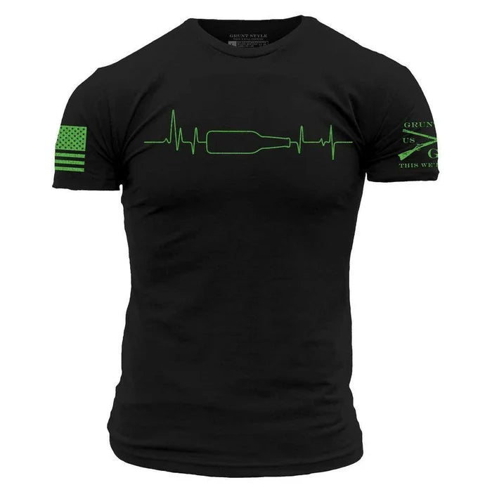 Grunt Style men's Drinking EKG short-sleeve graphic t-shirt in black, available in big and tall sizes