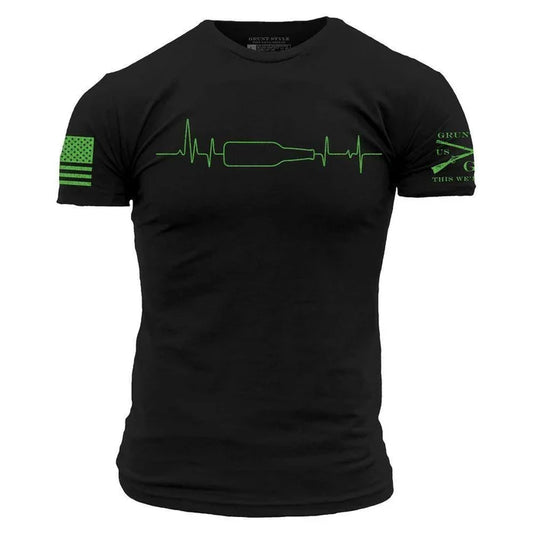 Grunt Style men's Drinking EKG short-sleeve graphic t-shirt in black, available in big and tall sizes