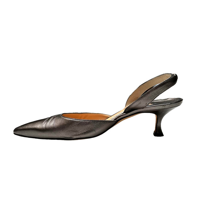 Metallic Leather Heels - 9