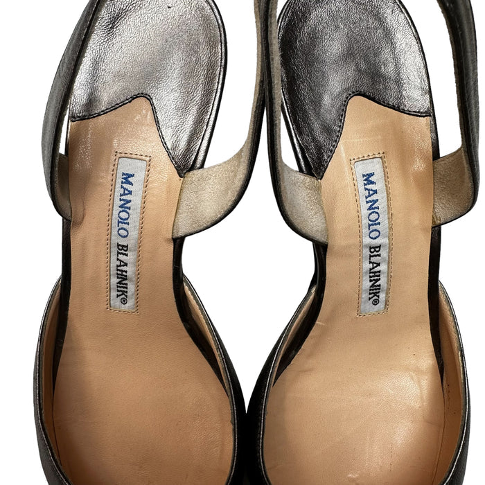 Metallic Leather Heels - 9