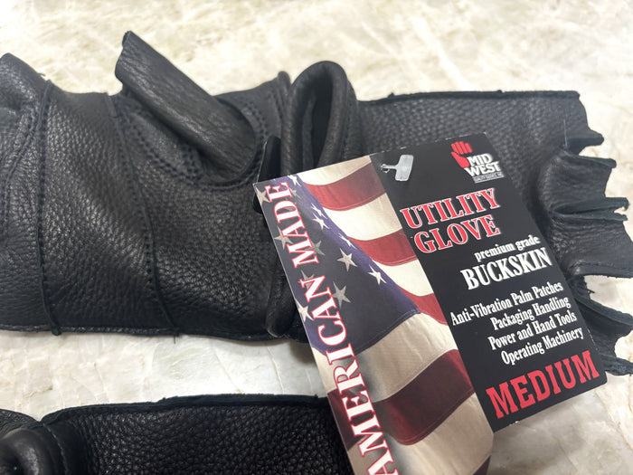 MIDWEST GLOVE - fingerless buckskin "anti-vibration glove