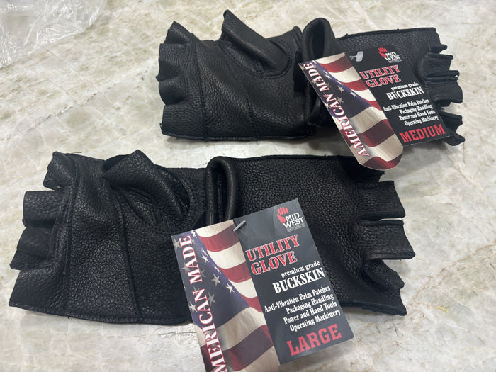 MIDWEST GLOVE - fingerless buckskin "anti-vibration glove