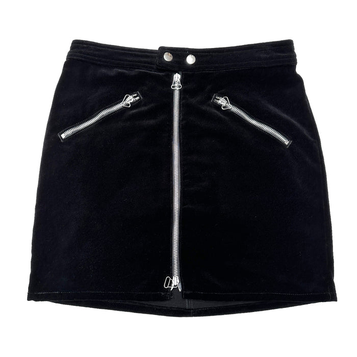 Mini Black Velvet Skirt - 4