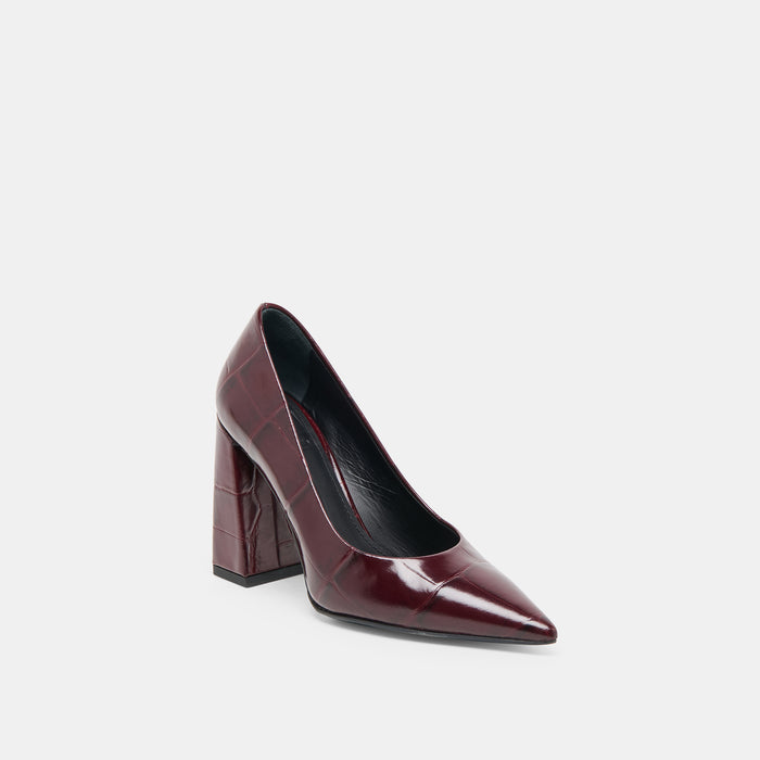 MISTY HEELS BURGUNDY CROCO EMBOSSED LEATHER