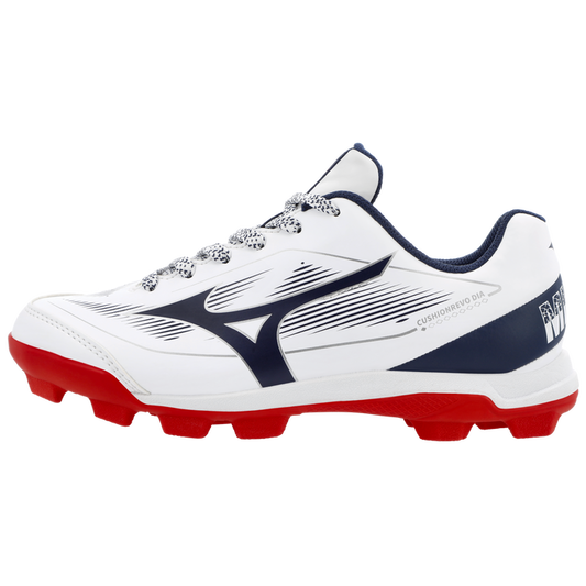 Mizuno CushionRevo Diamond JR Cleat — White / Navy