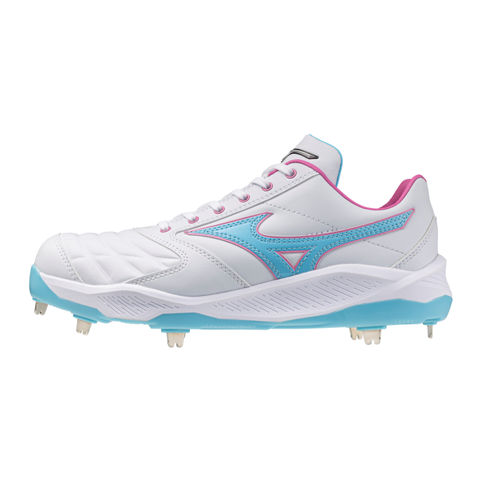 Mizuno Pro Select FP Metal Cleat — White / Pink