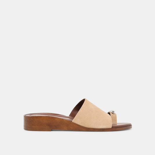 MOXY Sand Suede Metal Detail Open-Toe Sandals | Dolce Vita